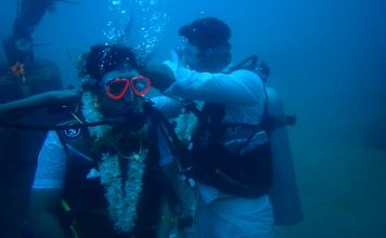 இந்தியாவில் முதல் முறையாக ஆழ்கடலில் திருமணம்