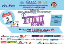 தஞ்சாவூர் சாஸ்திரா பல்கலைக்கழகத்தில் 6 ஆயிரம் பேருக்கு வேலை வாய்ப்பு முகாம், பங்கேற்க அழைப்பு