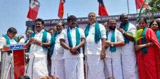 கர்நாடகாவிலிருந்து காவிரி தண்ணீரை பெற்றுத்தர வேண்டும், விவசாயிகளுக்கு ரூ 35 ஆயிரம் நிவாரணம் வழங்க வேண்டும் என முன்னாள் அமைச்சர்கள் காமராஜ், விஜயபாஸ்கர் வலியுறுத்தல்