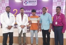 இயந்திரத்தில் சிக்கி சிதைந்த வாலிபரின்  கையினை அறுவை சிகிச்சை செய்து  மருத்துவர்கள் சாதனை